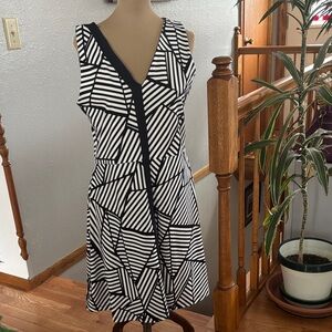 Title Nine Black and White Striped Midi Dress